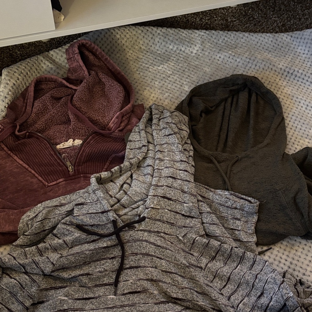 Cozy Hoodie Trio in Burgundy, Gray, and Charcoal